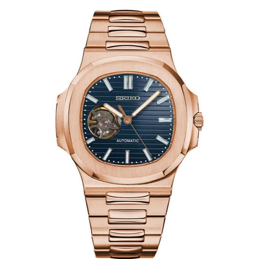 Nautilus Mod - Rose Gold Blue Open Heart