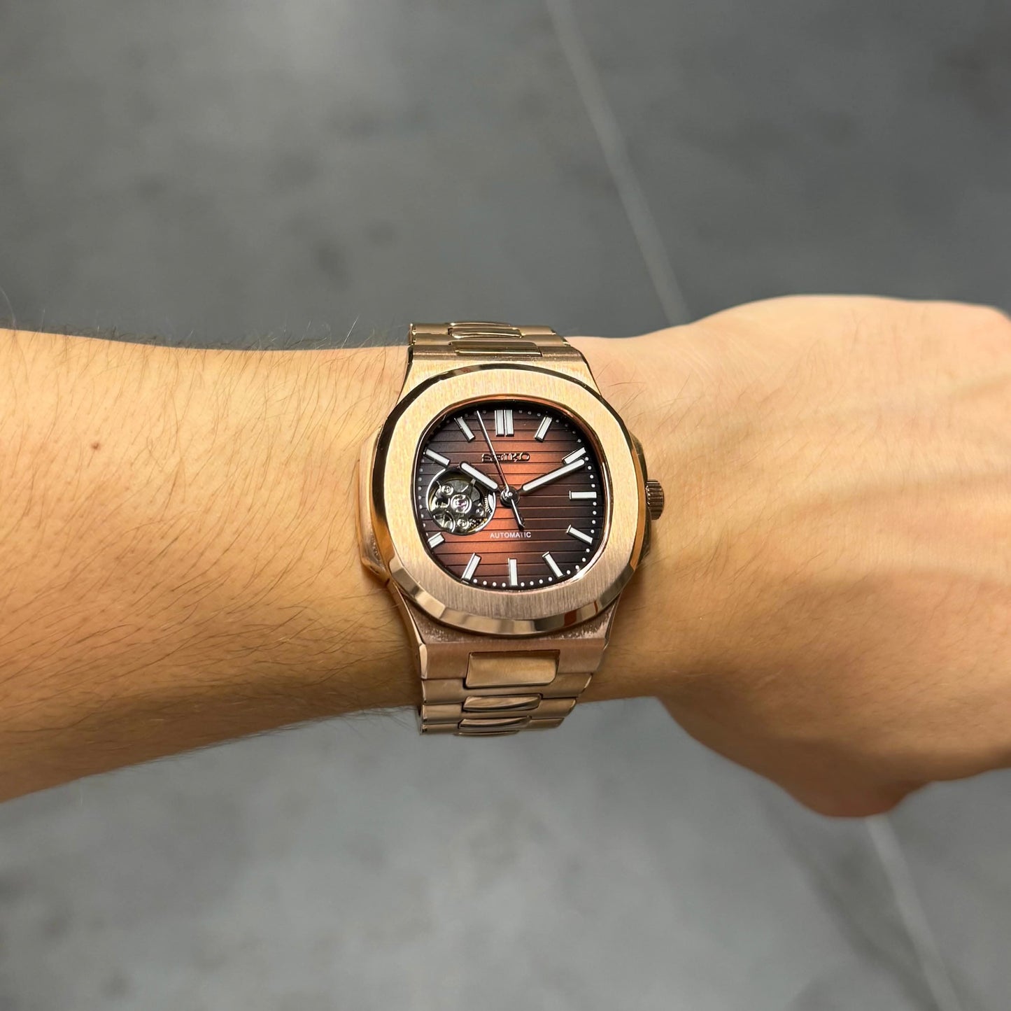 Nautilus Mod - Rose Gold Chocolate Open Heart